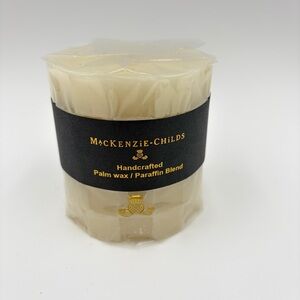 Share MacKenzie Childs White Check 3" Pillar Candle Handcrafted Palm Wax Blend